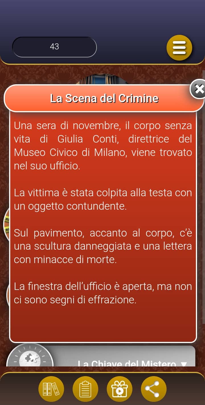 Screenshot gioco Caccia al Colpevole