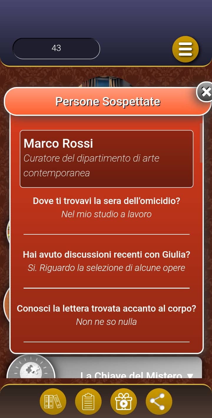Screenshot gioco Caccia al Colpevole